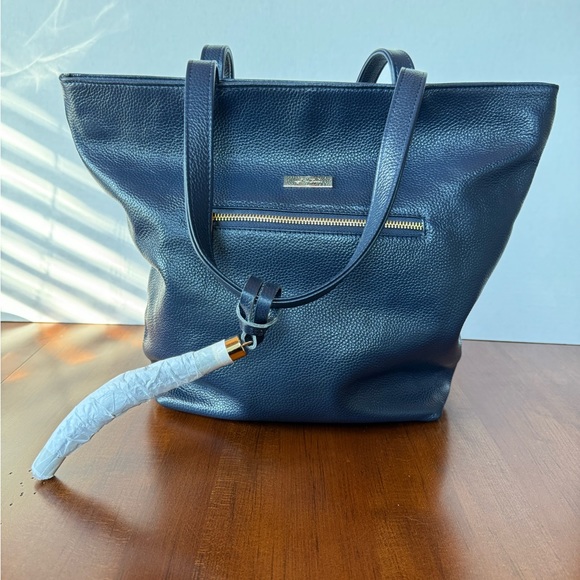 Onna Ehrlich Carrie Tote Handbag Navy Leather NEW - Picture 7 of 7